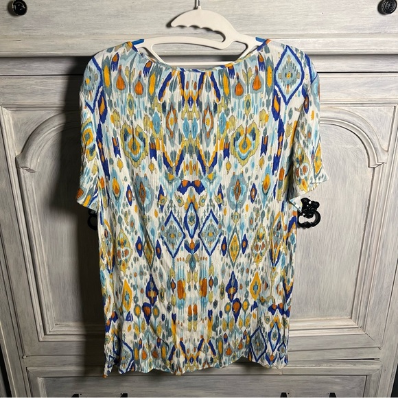 Soft Surroundings Gauzy Multicolor Francesca Clip Dot Ikat Metallic‎ Blouse - Picture 9 of 9